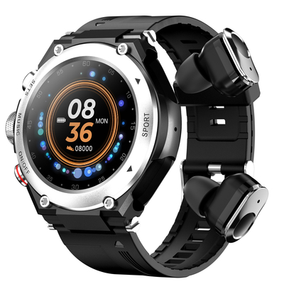 Améliorez votre mode de vie actif avec les écouteurs TWS Smart Watch sans fil et le tracker de fitness Rainbuvvy T96 argent