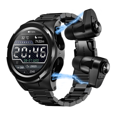 Un bon prix. Bluetooth 5.0 TWS montre de fitness avec batterie et 4 heures de musique pour le divertissement en ligne