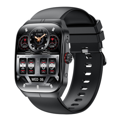 Smartwatch quadrado Android elegante com treinamento de respiração e controle de música