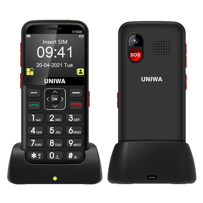 Telefone celular UNIWA V1000 para idosos com tela de 2,31' de 64MB de RAM 0,3MP Função de câmera SOS