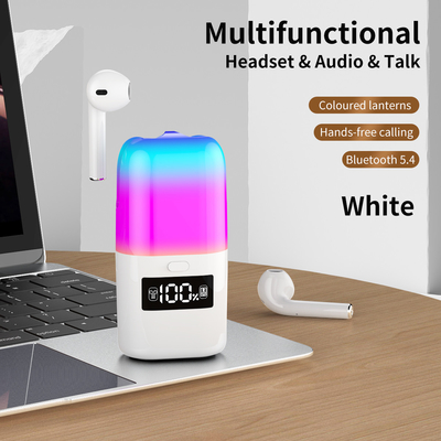 Un bon prix. Nouveau écouteur 2 en 1 TWS Bluetooth haut-parleur couleur atmosphère LED écran lumineux musique en ligne
