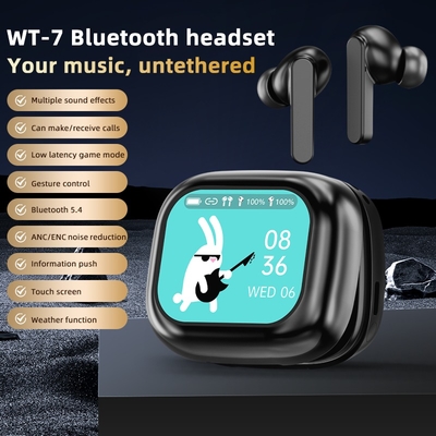 Un bon prix. Nouveau casque à écran tactile complet ANC WT-7 Bluetooth 5.4 Écouteurs sans fil intra-auriculaires ENC avec micro en ligne