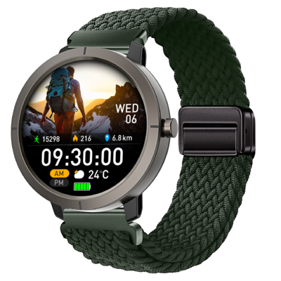 DM76 Sport Smart Watch GPS Ultra-thin 1.32'' AMOLED BT Call 50M Waterproof Compass Heart Rate